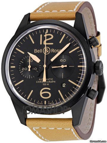 Bell & Ross Heritage Black Dial Automatic Chronograph Mens Watch BR126-HERITAGE