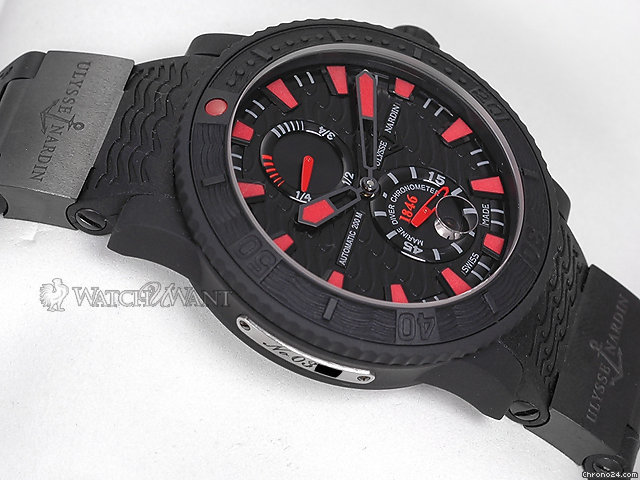 replica Ulysse Nardin Maxi Marine Diver 200m "BLACK SEA" LIMITED EDITION - 46mm Rubber Coated Stainless Steel Case - Brand New in Box WATCHES 1 
