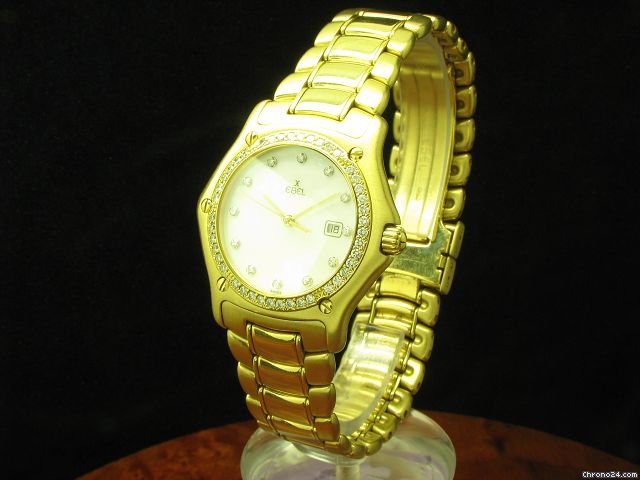 Ebel 1911 Date 18kt Gold Herrenuhr Mit Brillant L��nette