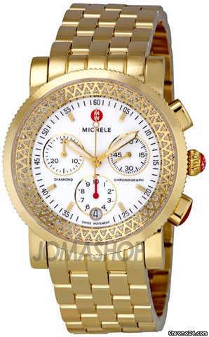Michele Sport Sail Gold Plated Ladies Chronograph Watch MWW01C000043