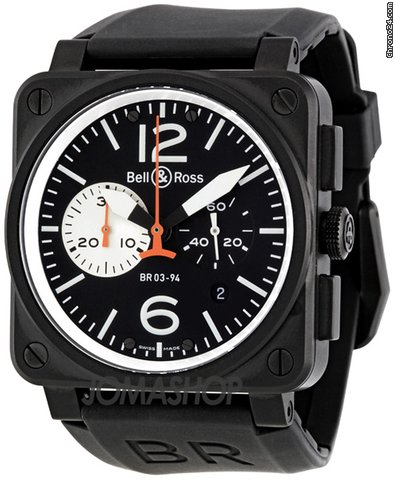 Bell & Ross Aviation Black and White Dial Chronograph Automatic Mens Watch BR0394-BW-CA