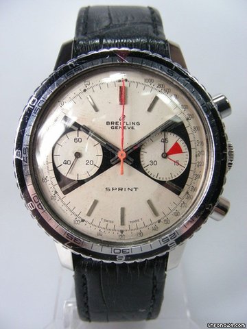 Breitling ref 2010 chrono sprint cadran ivoire diabolo deux compteurs aiguille orange