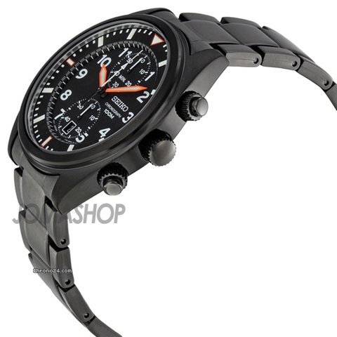 Seiko Sports Black Stainless Steel Chronograph Mens Watch SNN237 WATCHES 2