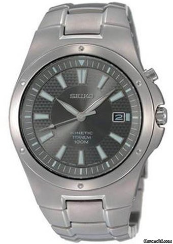 Seiko Silver Tone Dial Titanium Mens Watch SKA397