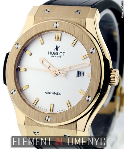 Hublot Classic Fusion 18k Rose Gold White Dial NIB