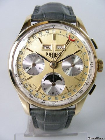 TAG Heuer Heuer quantiEme annuel Triple date phase de lunes or jaune 18 carats cadran deux tons