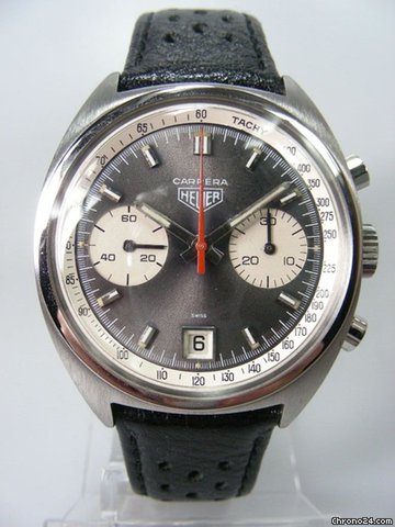 TAG Heuer Carrera chronographe vintage 73453N calibre 7734 cadran ardoise