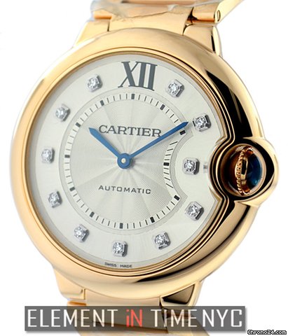 Cartier Ballon Bleu MID-SIZE 18k Pink Gold Diamond Dial NIB WE902026