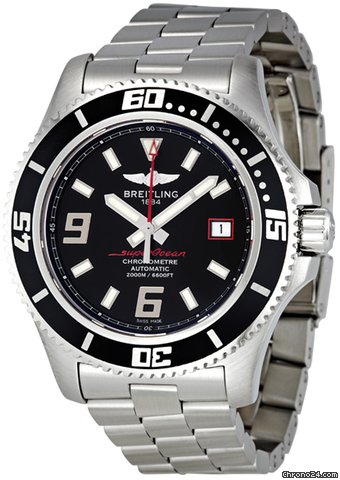 Breitling Superocean 44 Black Dial Automatic Mens Watch A1739102-BA76SS