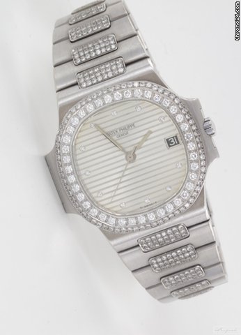 Patek Philippe Nautilus Herren 18 K.750 Wei gold mit Diamanten Nachtr?glich