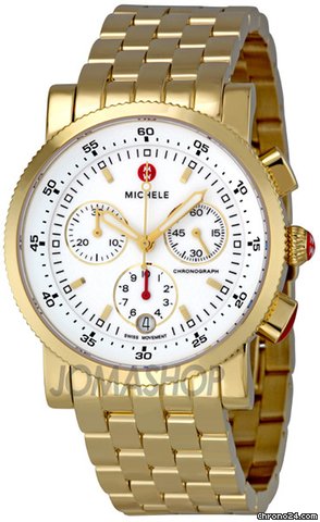 Michele Sport Sail White Enamel Dial Yellow Gold Ladies Watch MWW01C000106
