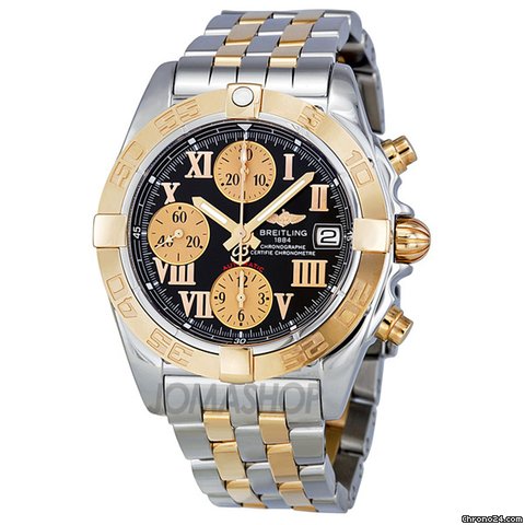 Breitling Galactic Chrono Black Dial Two-tone 18k Gold Mens Watch C13358L2-B899TT