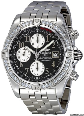 Breitling Chronomat Evolution Anthracite Dial Diamond Bezel Mens Watch A1335653-B722SS