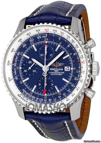 Breitling Navitimer World Blue Dial Chronograph Mens Watch A2432212-C651BLCD