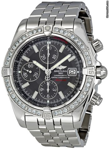 Breitling Chronomat Evolution Graphite Dial Diamond Bezel Automatic Mens Watch A1335653-M512SS