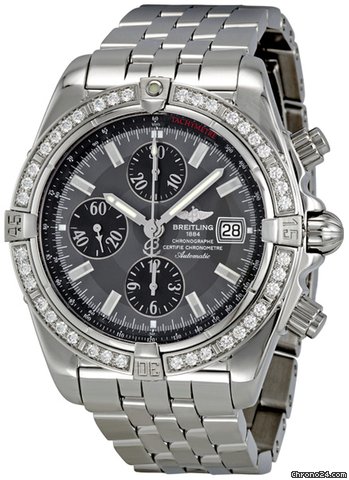 Breitling Chronomat Evolution Slate Dial Diamond Bezel Automatic Mens Watch A1335653-F517SS