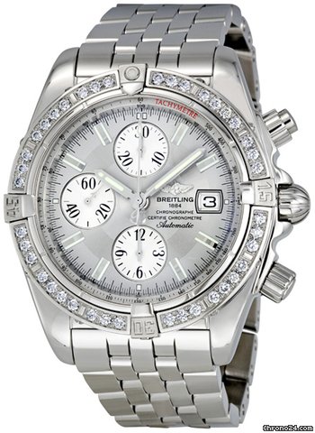 Breitling Chronomat Evolution Rhodium Dial Diamond Bezel Automatic Mens Watch A1335653-E519SS