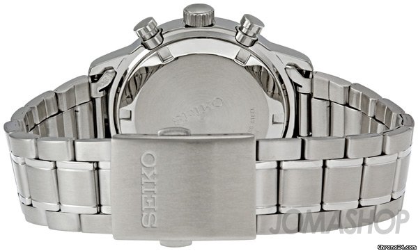 replica Seiko Black Dial Stainless Steel Chronograph Mens Watch SSB007 WATCHES 1 