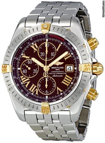 Breitling Chronomat Evolution Burgundy Dial Automatic Mens Watch B1335611-K521SS