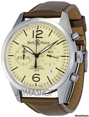 Bell & Ross Vintage Original Cream Dial Automatic Chronograph Mens Watch BR126-ORIG-CRM
