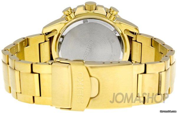 replica Seiko Flight Black Dial Gold Tone Stainless Steel Mens Watch SSC008 WATCHES 1 