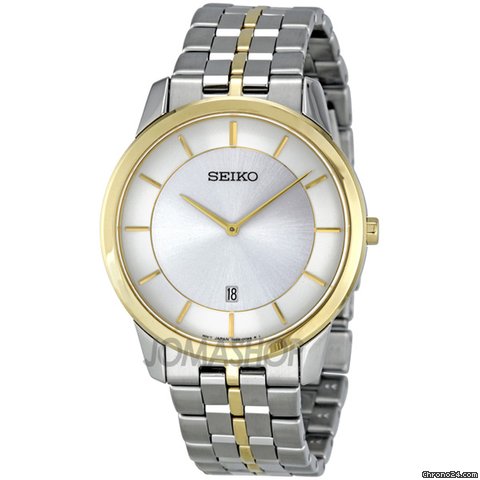 Seiko Silver Dial Two Tone Mens Watch SKP382