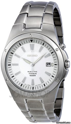Seiko Kinetic Silver Dial Titanium Mens Watch SKA393