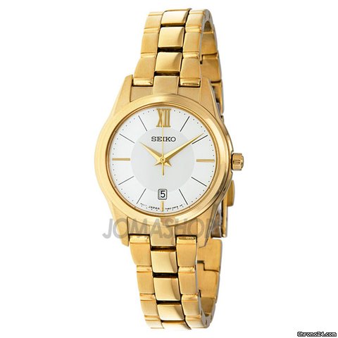 Seiko Silver Dial Gold Tone Stainless Steel Ladies Watch SXDC82