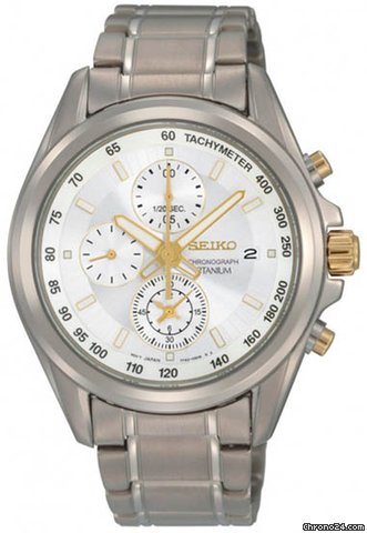Seiko Chronograph Tachymeter Silver Dial Titanium Mens Watch SNDC95