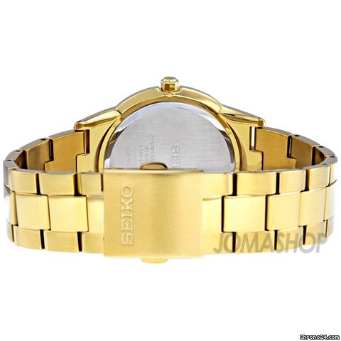 replica Seiko White Dial Gold Tone Stainless Steel Mens Watch SGEF46 WATCHES 1