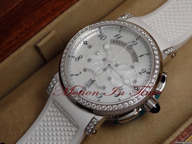 Breguet Marine Chronograph Ladies White Gold Diamond w. White Rubber