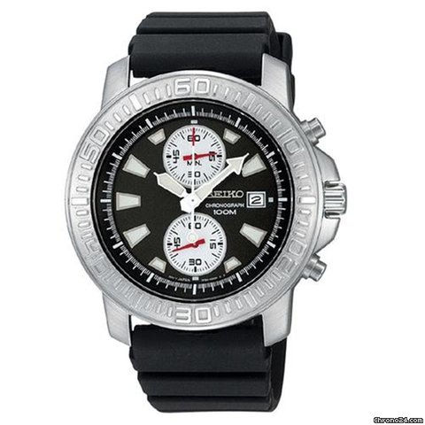 Seiko Black Dial Chronograph Mens Watch SNN203