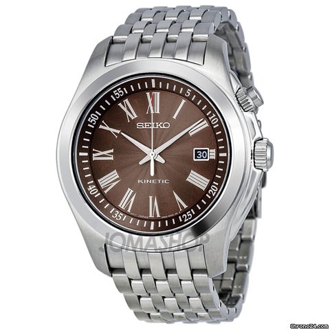 Seiko Kinetic Brown Dial Stainless Steel Mens Watch SKA491