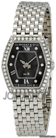 Bedat & Co No. 3 Black Diamond Dial Stainless Steel Ladies Watch 306.051.309
