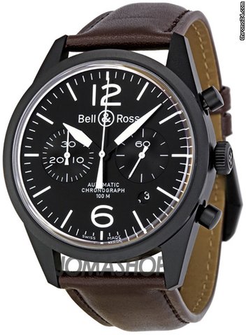Bell & Ross Vintage Original Black Dial Chronograph Mens Watch BLRBRV126-BL-CB