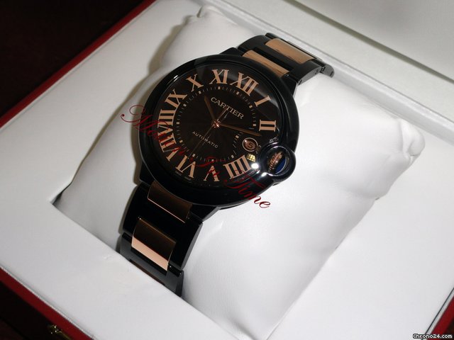 Cartier BALLON BLEU LARGE ROSE GOLD & BLACK PVD STEEL - RARE AUTO