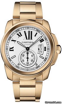 Cartier CALIBRE DE CARTIER MENS ROSE GOLD SILVER ON BRACELET