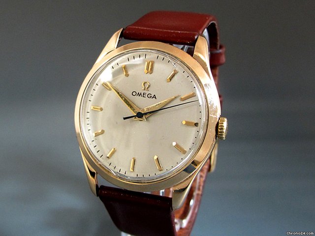 replica Omega Klassische Herrenuhr, 14K/Rosegold, Handaufzug, Lederarmband WATCHES 1 