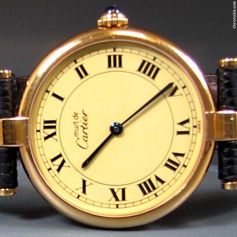 Cartier Vermeil - Silber/vergoldet, Quarz, Lederband