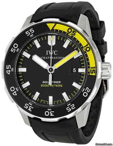 IWC Aquatimer Black Dial Rubber Strap Automatic Mens Watch 3568-10