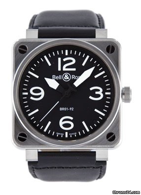 Bell & Ross Aviation Black Dial Steel Case Automatic 46 MM Mens Watch BR01-92-STEEL