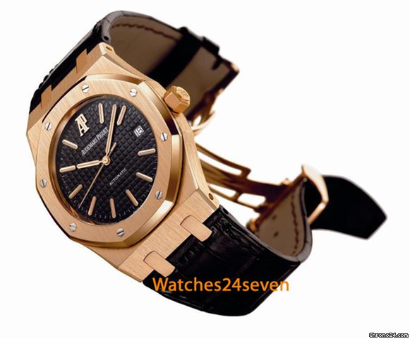 Audemars Piguet Royal Oak Black Dial Rose Gold on Strap 15300or.00.d002cr.01