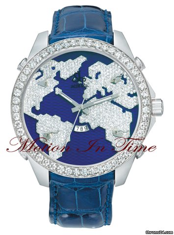 Jacob & Co. "THE WORLD IS YOURS" 5-TIMEZONE 47mm ROYAL BLUE ENAMEL DIAMO