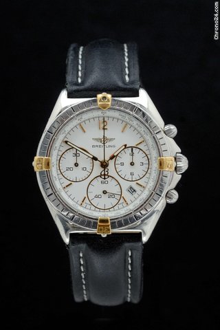 Breitling Stahl/Gold am Lederband -TOP ZUSTAND-