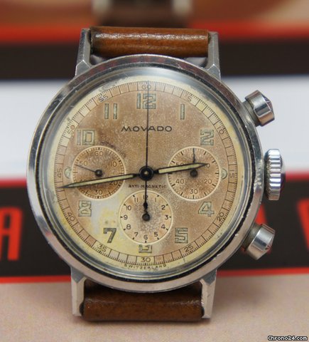 Movado 95m chrono waterproof case anti slide pushers rare vintage