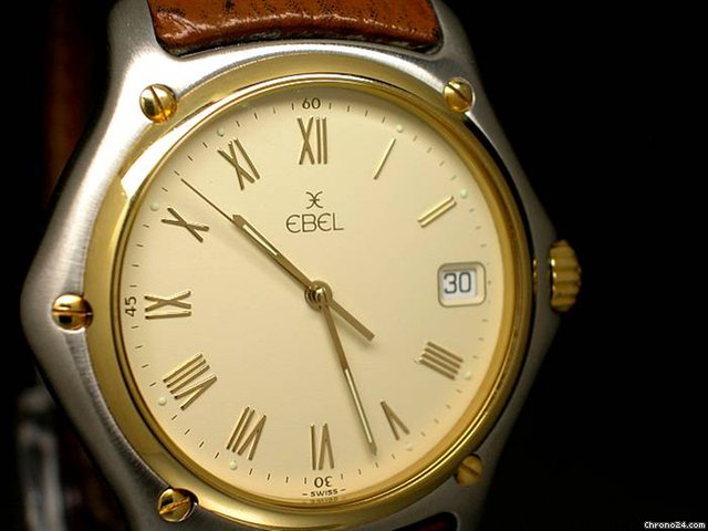 replica Ebel "1911" 1187916 Edelstahl/18K Gelbgold-Lederband WATCHES 1 