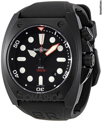 Bell & Ross Marine Carbon Pro Black Dial Automatic Mens Watch BR02-92-CARBONPR