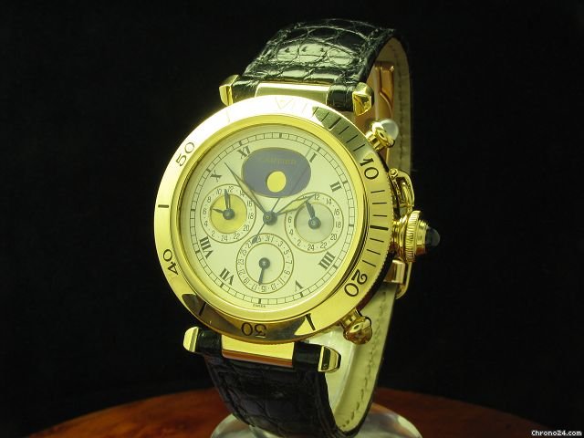 Cartier Pasha 3 Zeiten Herrenuhr Automatic 18kt Gold