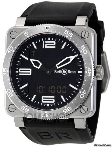 Bell & Ross Type Aviation Black Dial Steel Case Mens Watch 03-TYPE-AVI-ST
