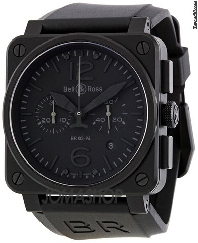 Bell & Ross Aviation Phantom All Black Dial Chronograph Mens Watch BR03-94-PHANTOM